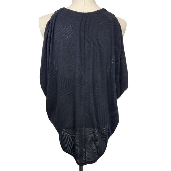 Rebecca Minkoff Sleeveless Drape Tunic Top M Black Crew Neck Semi‎ Sheer - Picture 3 of 9